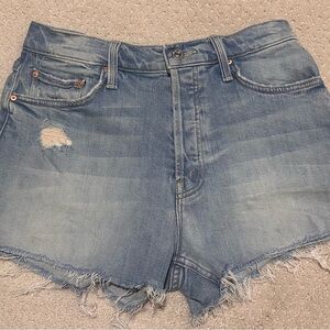 MOTHER Light Blue Distressed Jean Shorts